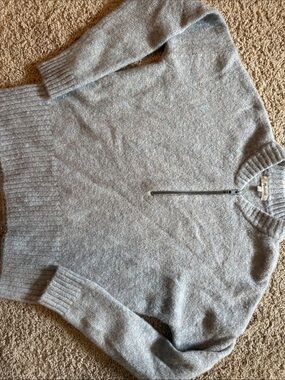 Madewell Heather Gray Half-Zip Crewneck Sweater